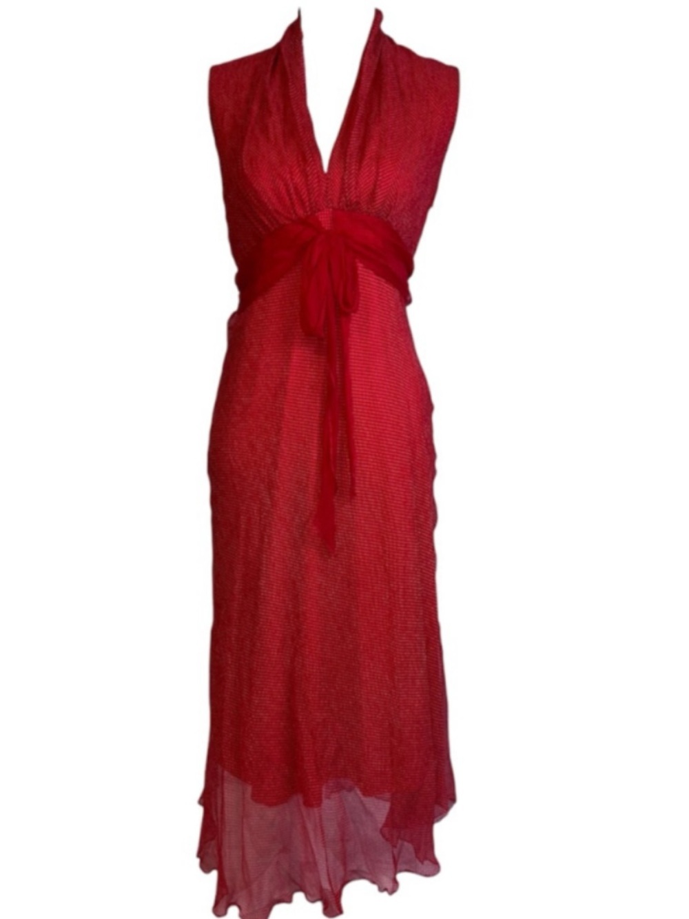 VTG Jonathan Martin Red Polka Dot Silk Midi Dress Size 8